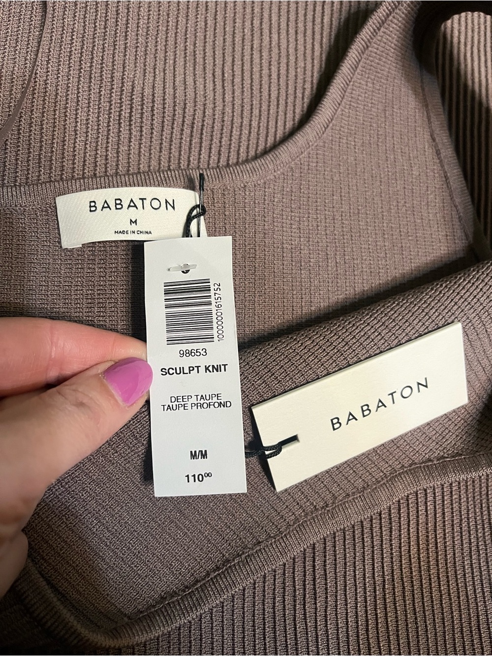 Babaton Sz M Sculpt Knit One-Shoulder Ribbed Dress Deep Taupe Sz Medium Aritzia - Picture 7 of 15